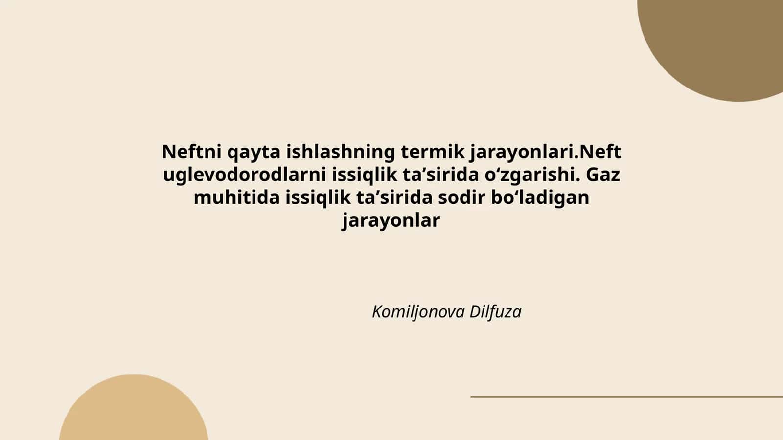 Neftni qayta ishlashning termik jarayonlari