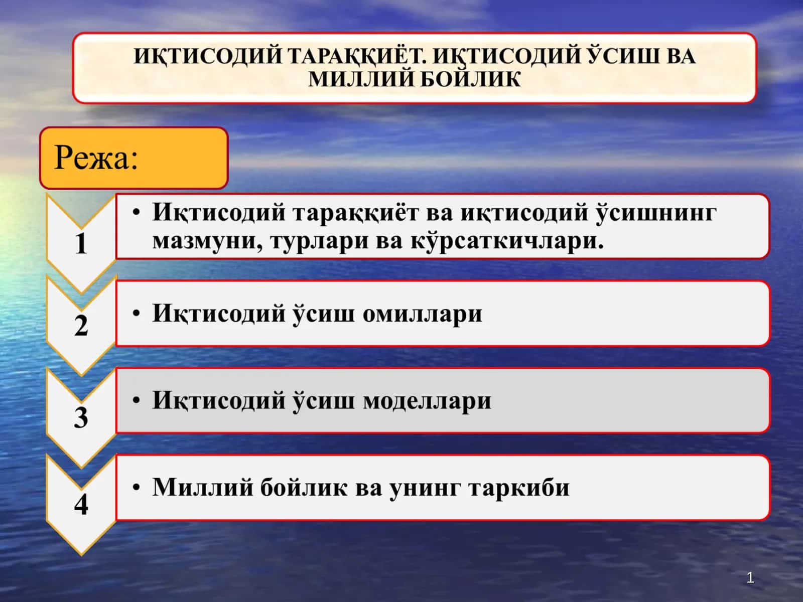 Iqtisodiy o'sish va iqtisodiy taraqqiyot
