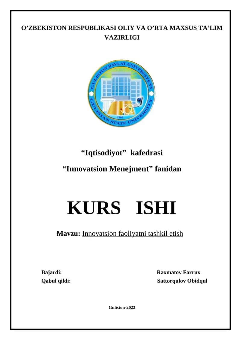 Innovatsion faoliyatni tashkil etish