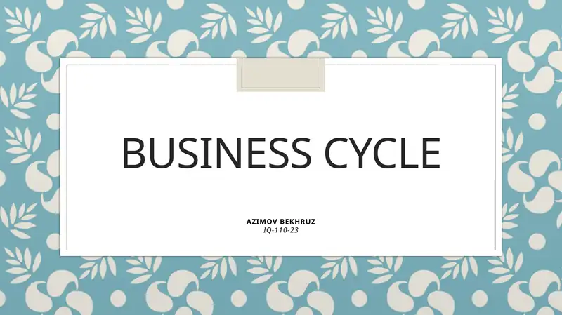 BUSINESS CYCLE