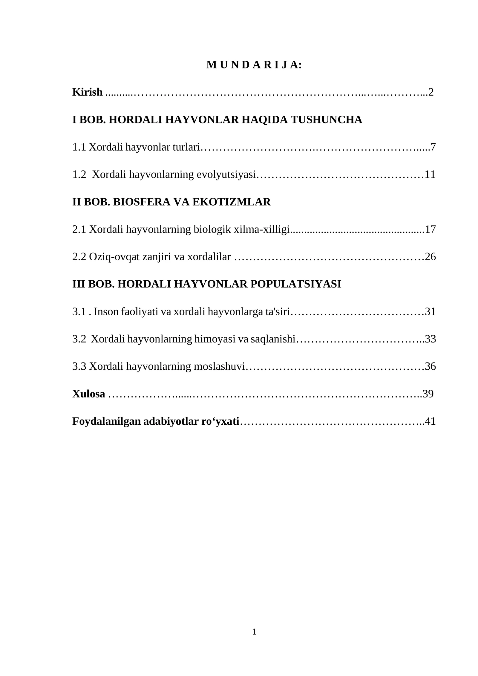 Xordali hayvonlar haqida tushuncha