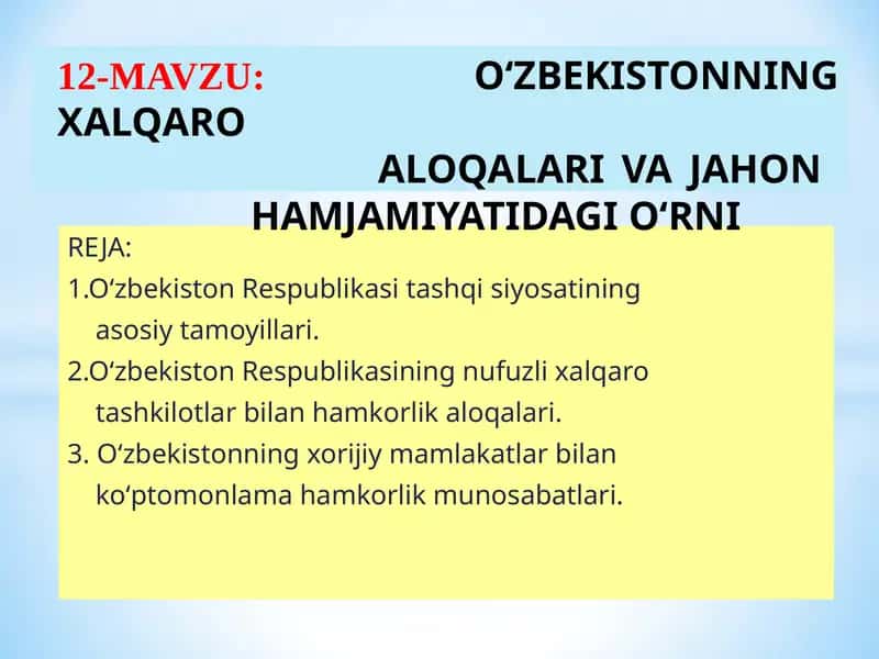 О‘ЗБЕКИСТОН РЕСПУБЛИКАСИНИНГ КОНСТИТУЦИЯСИ