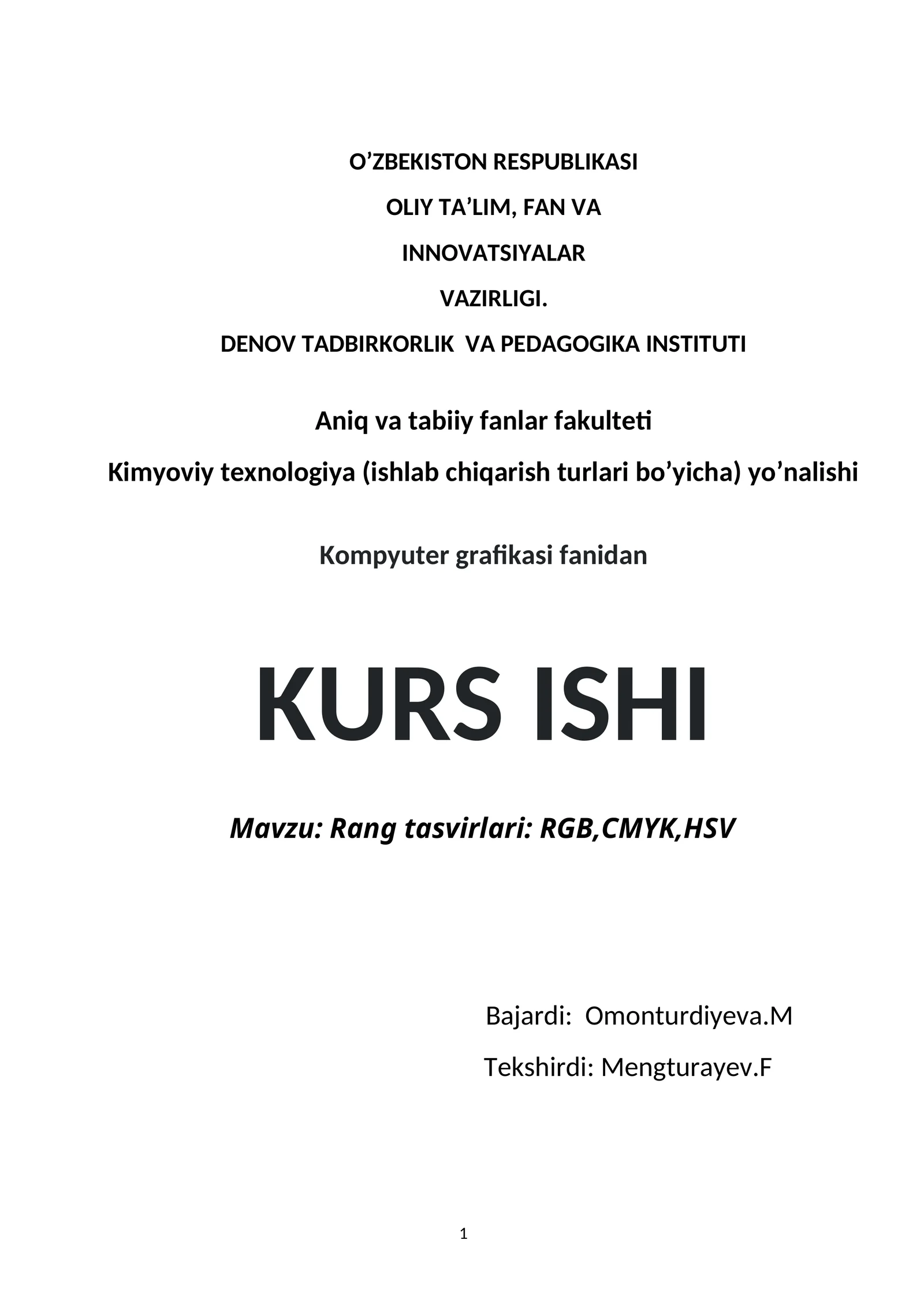 Rang tasvirlari: RGB, CMYK, HSV
