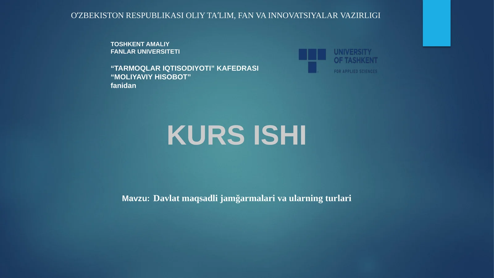 Davlat maqsadli jamğarmalari va ularning turlari