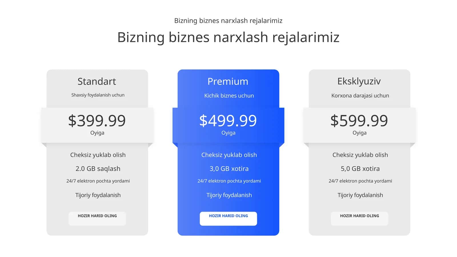 Kreativ Narxlar Jadvali va Tijoriy Takliflar Taqdimoti (11 Slayd)