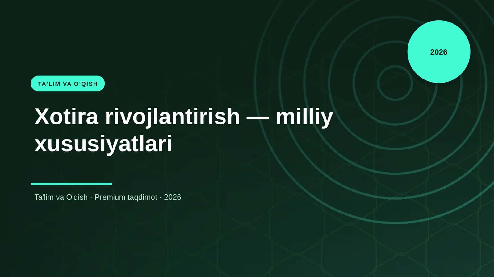 Xotira rivojlantirish — milliy xususiyatlari