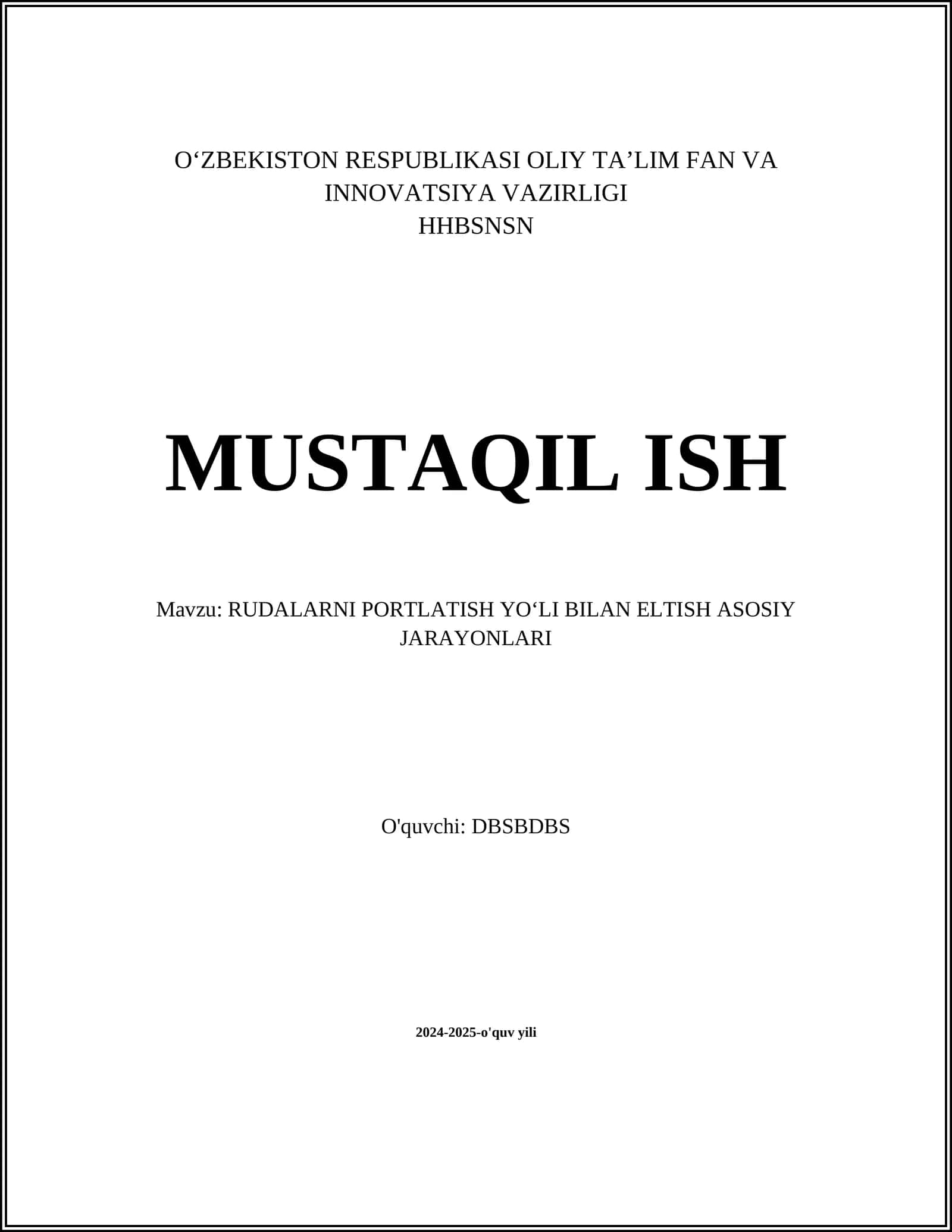 Rudalarni Portlatishga Tayyorlash Jarayoni