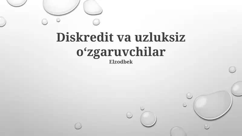 Diskret va uzluksiz oʻzgaruvchilar