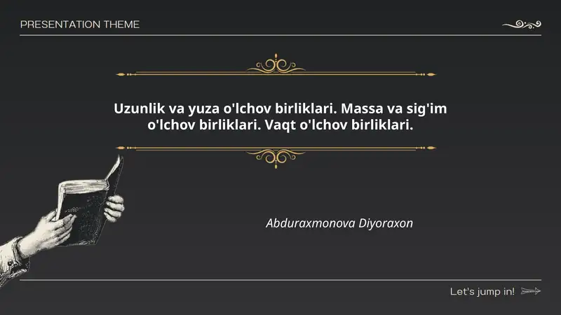 Uzunlik va masso o'lchov birliklari