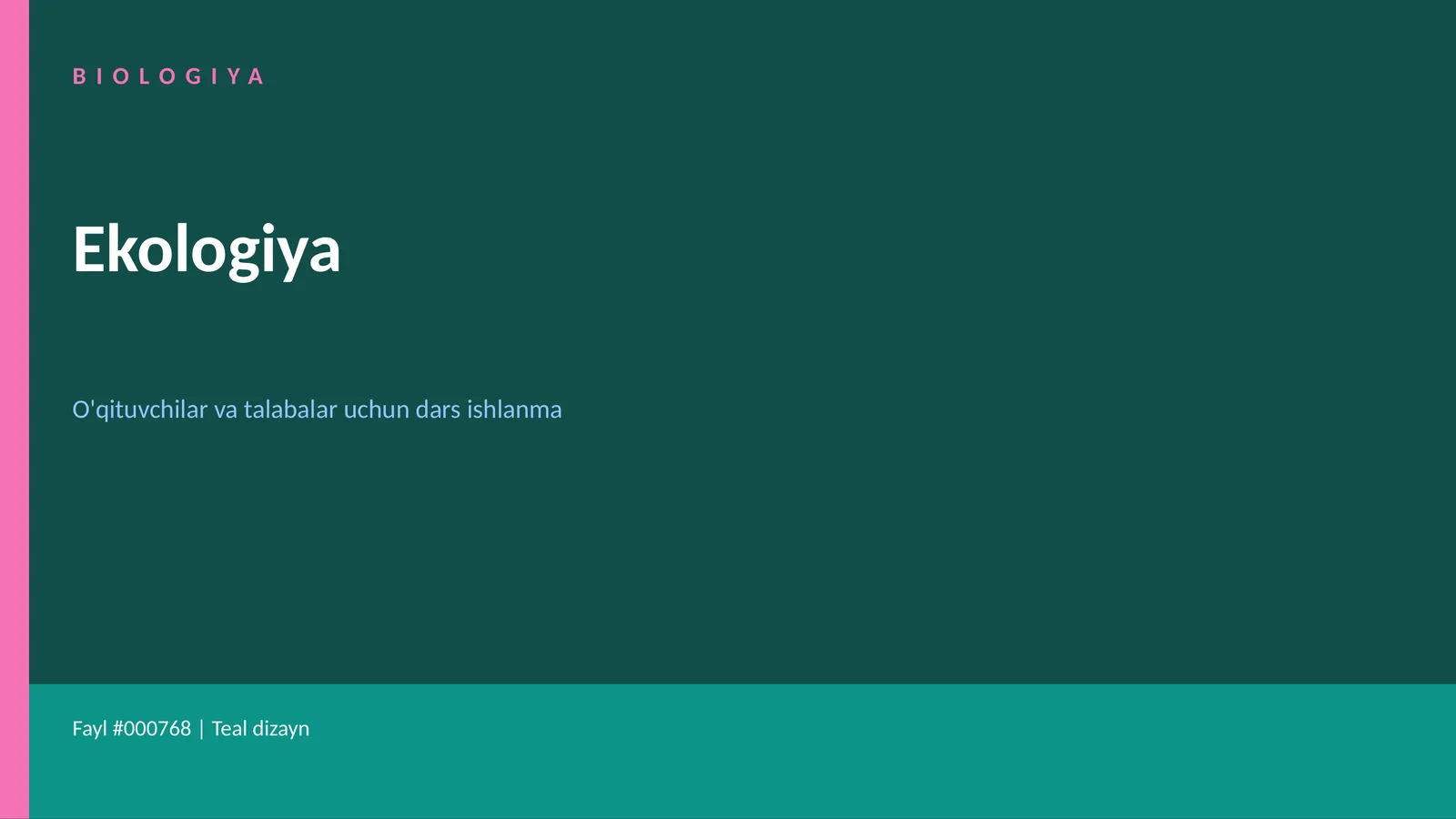 Ekologiya dars ishlanma