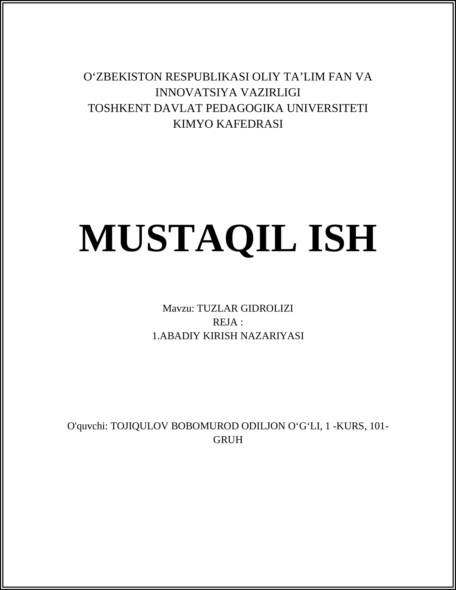 TUZLAR GIDROLIZI