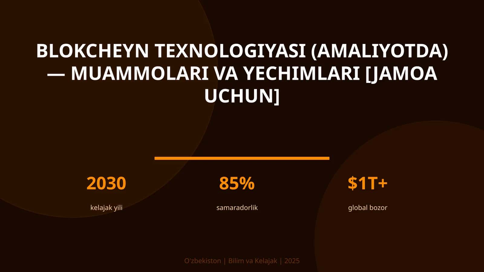 Blokcheyn texnologiyasi (amaliyotda) — muammolari va yechimlari [jamoa uchun]