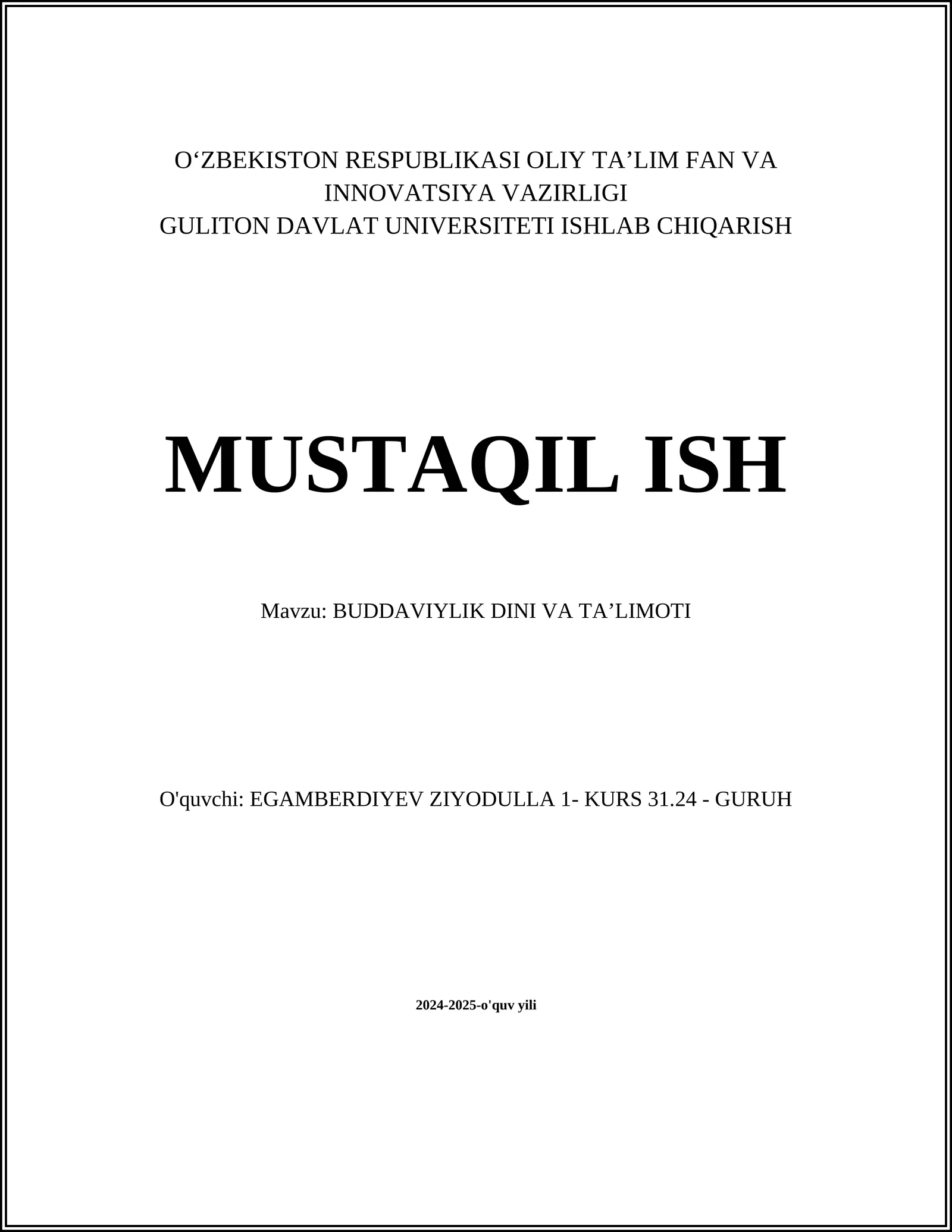 BUDDAVIYLIK DINI VA TAʼLIMOTI