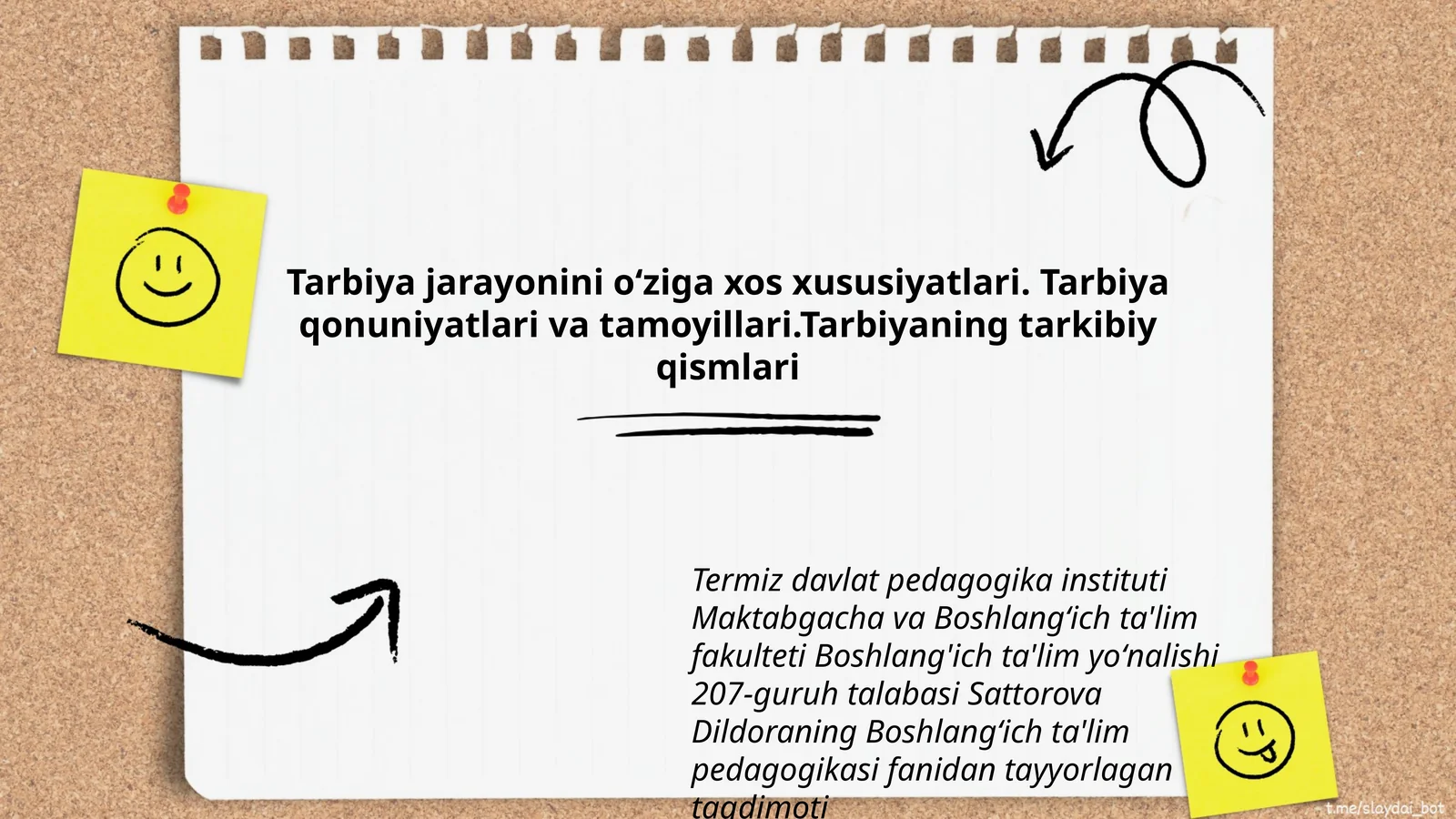 Boshlang'ich ta'lim pedagogikasi fanidan tayyorlagan taqdimot