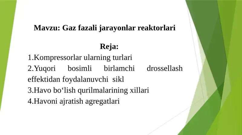 Gaz fazali jarayonlar reaktorlari