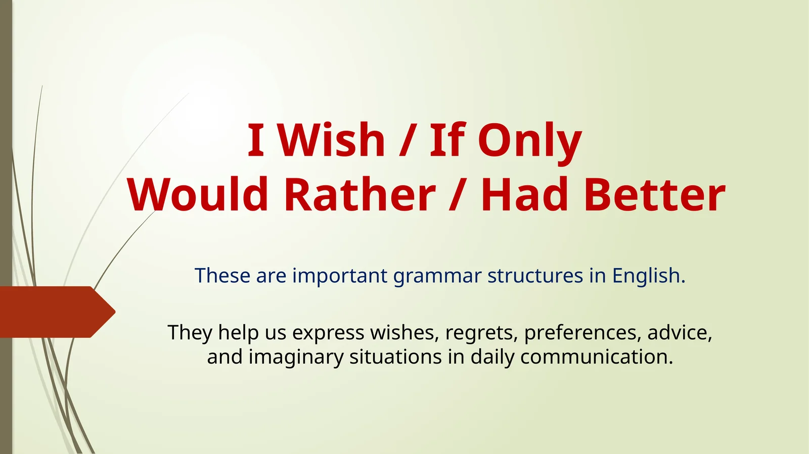 I Wish / If OnlyWould Rather / Had Better