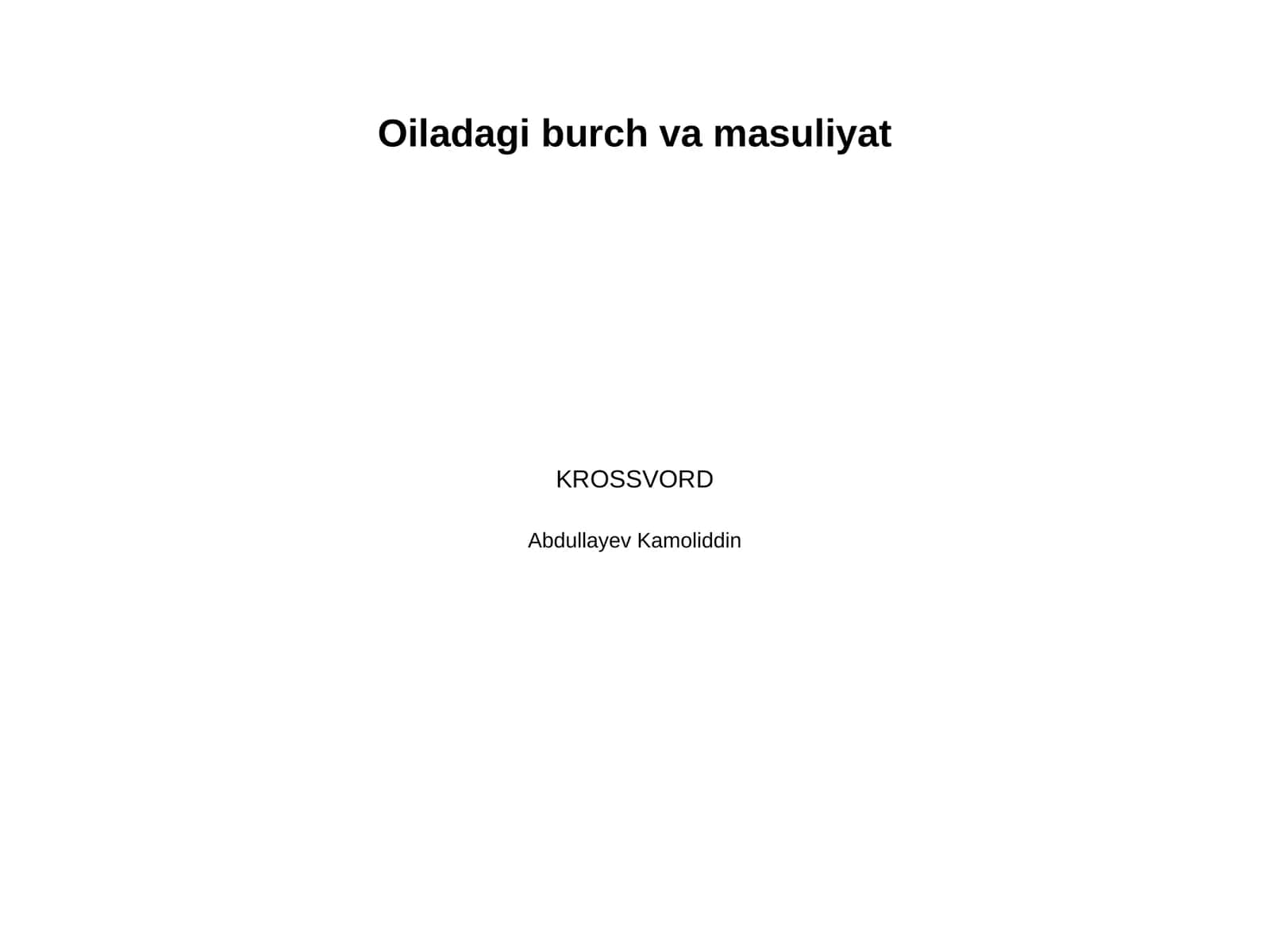 Oiladagi burch va masuliyat