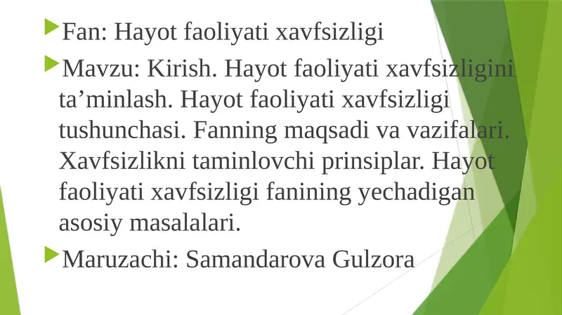 Hayot faoliyati xavfsizligi
