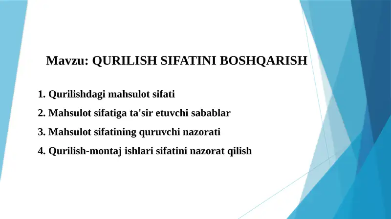 Qurilish mahsulotlarining sifati