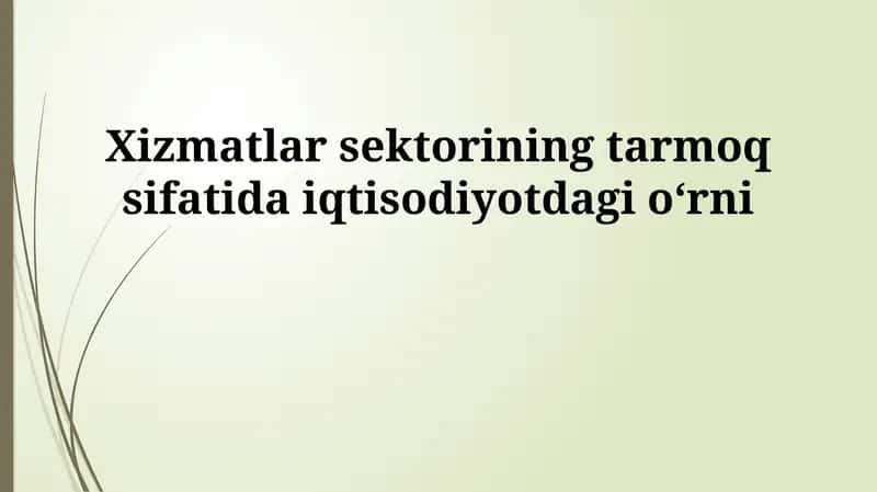 Xizmat ko'rsatish sohasi