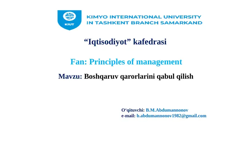 Boshqaruvqarorlarini qabul qilish