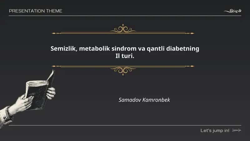 Semizlik, metabolik sindrom va qantli diabetning Il turi.