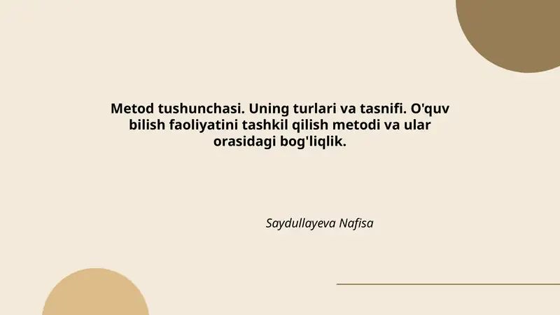 Metod tushunchasi