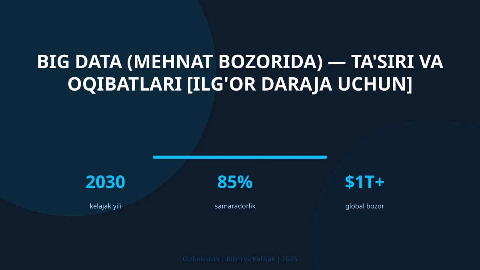 BIG DATA (MEHNAT BOZORIDA) — TA'SIRI VA OQIBATLARI [ILG'OR DARAJA UCHUN]