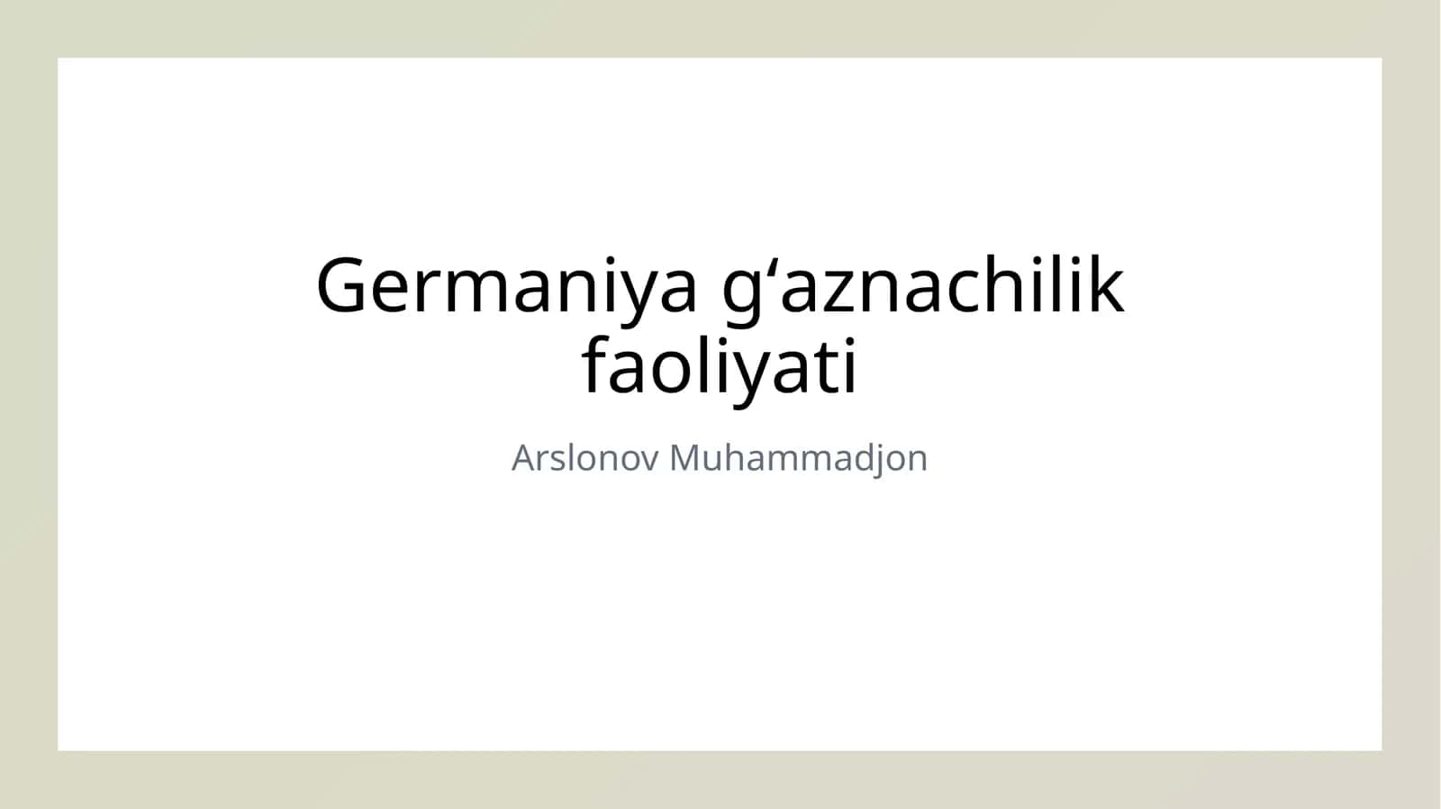 Germaniya gʻaznachilik faoliyati