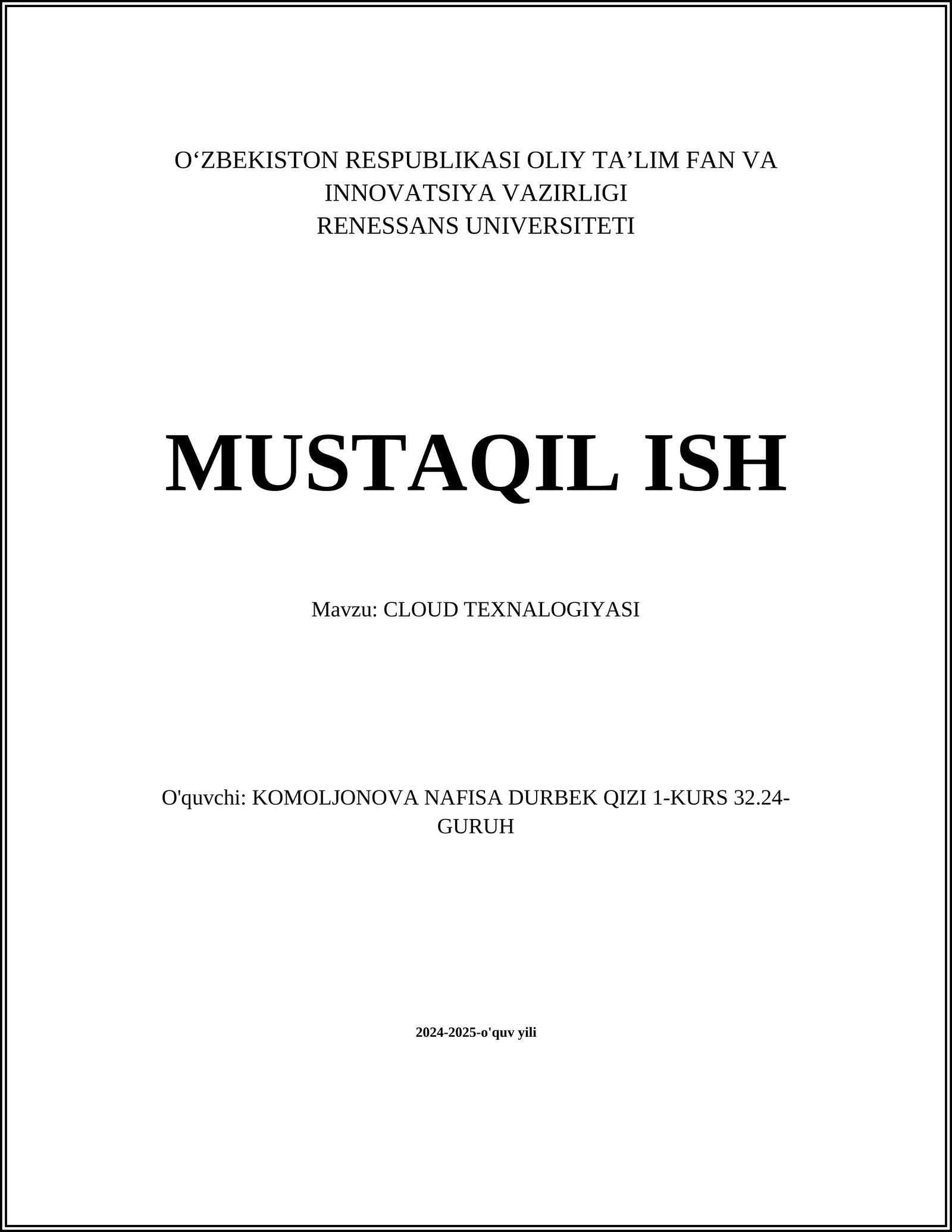 CLOUD TEXNALOGIYASI