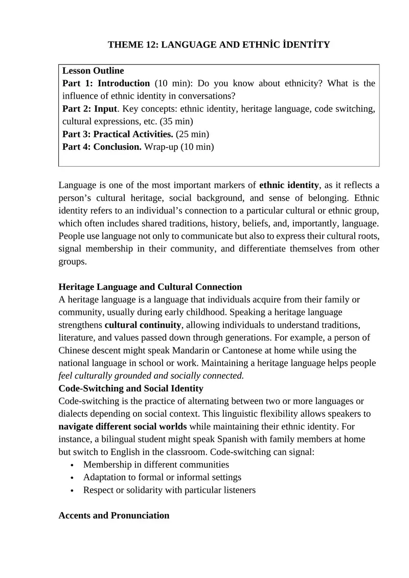 Language and Ethnic Identity