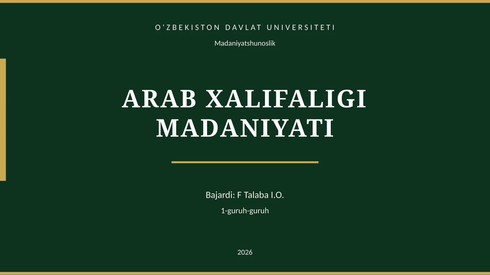 ARAB XALIFALIGI MADANIYATI