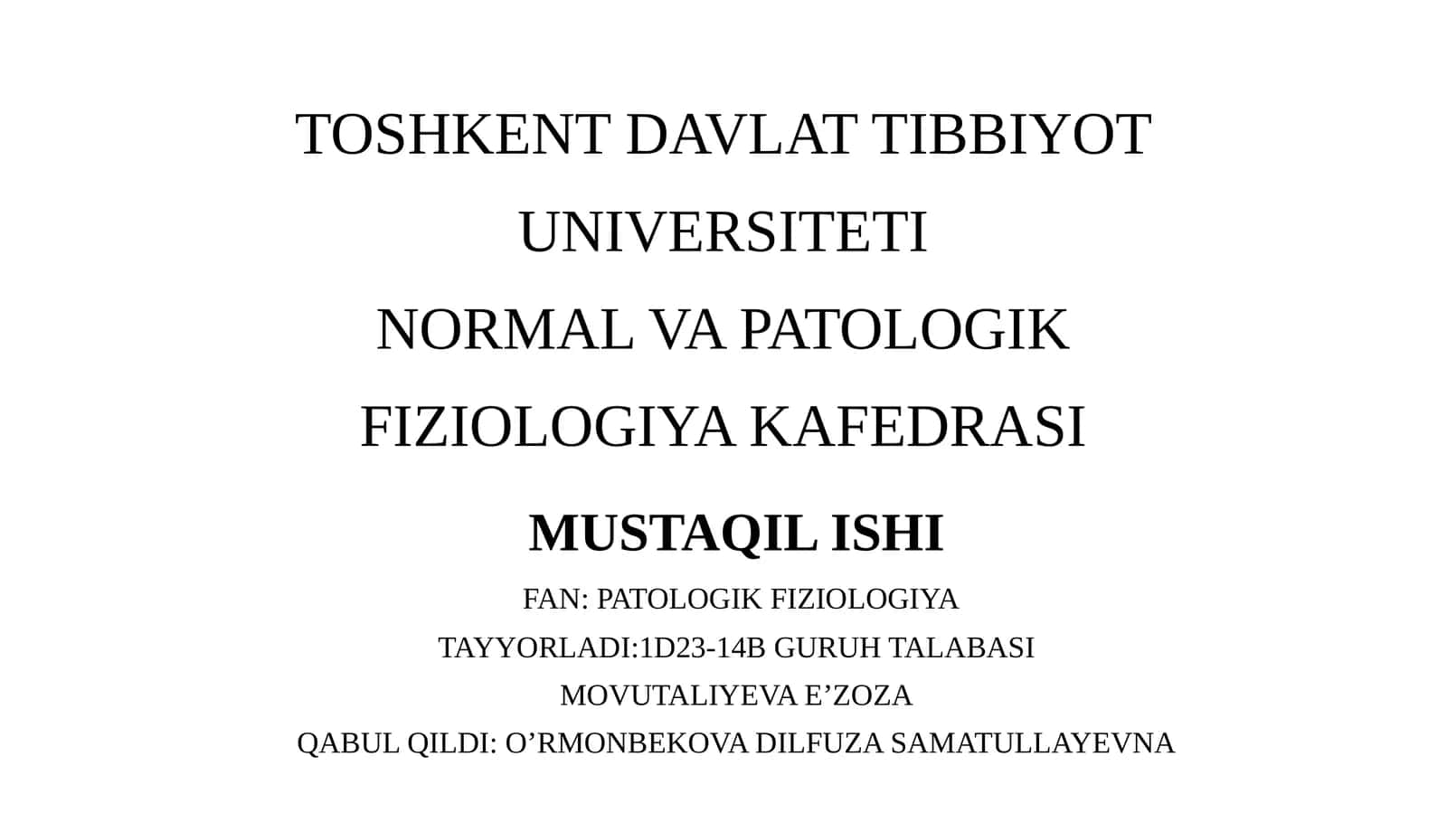 Patalogiyada organizm yoshining roli