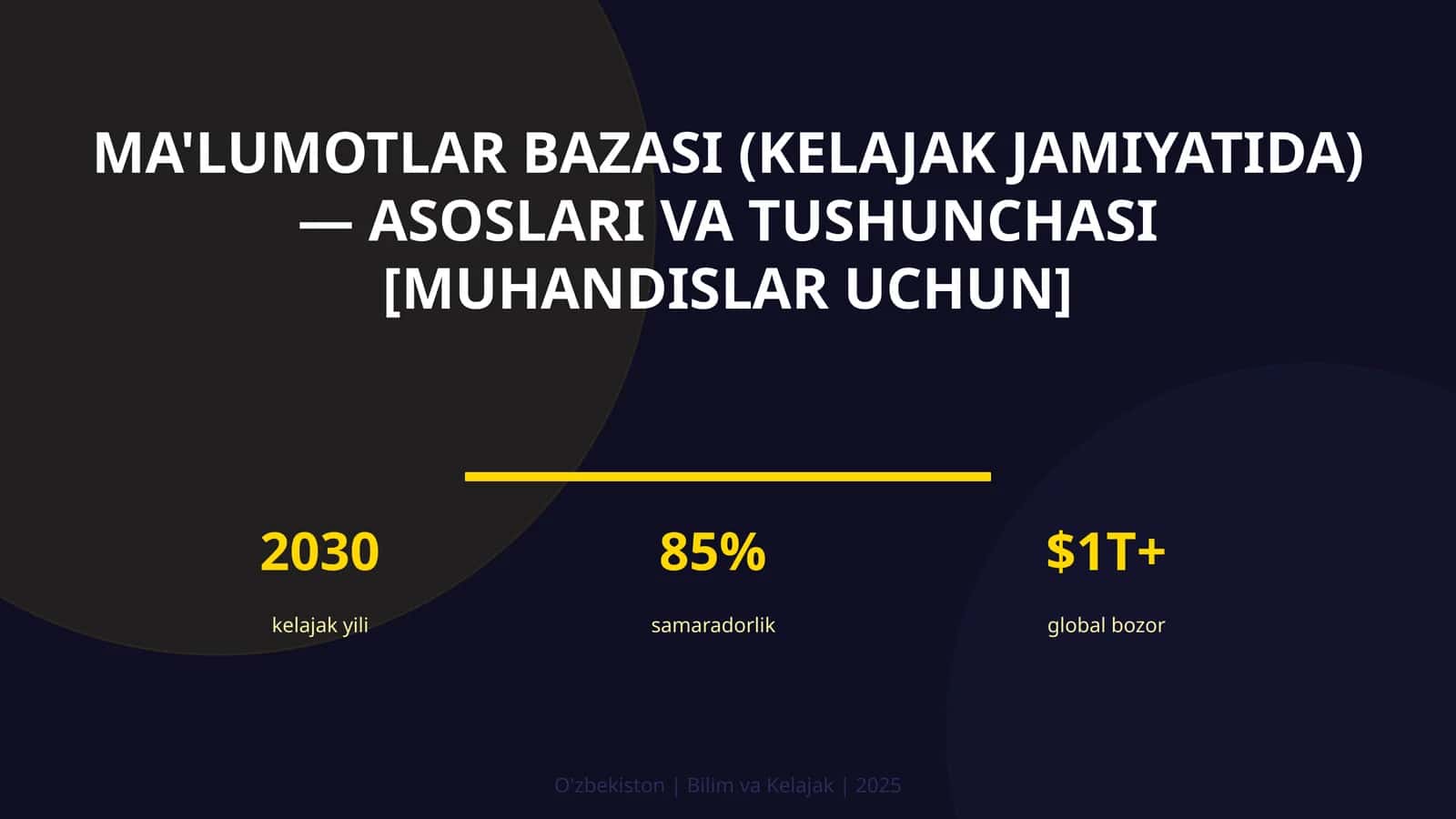 Ma'lumotlar bazasi (kelajak jamiyatida) — asoslari va tushunchasi [muhandislar uchun]