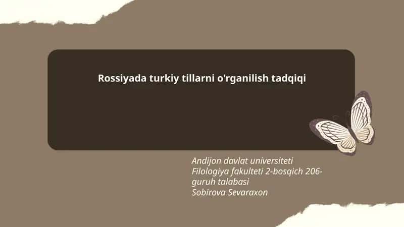 Rossiyada turkiy tillarni o'rganilish tadqiqi