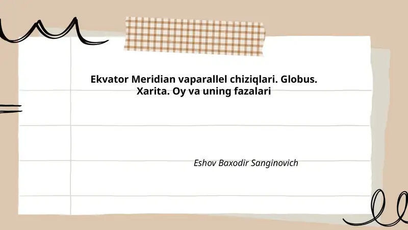 Ekvator Meridian va parallel chiziqlari