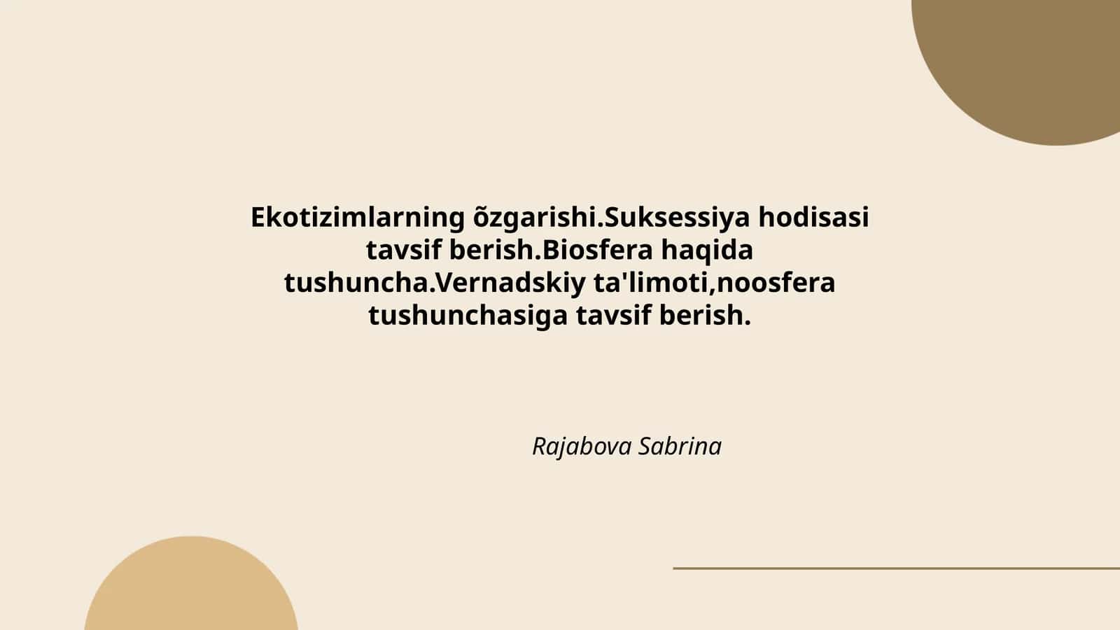 Ekotizimlarning õzgarishi