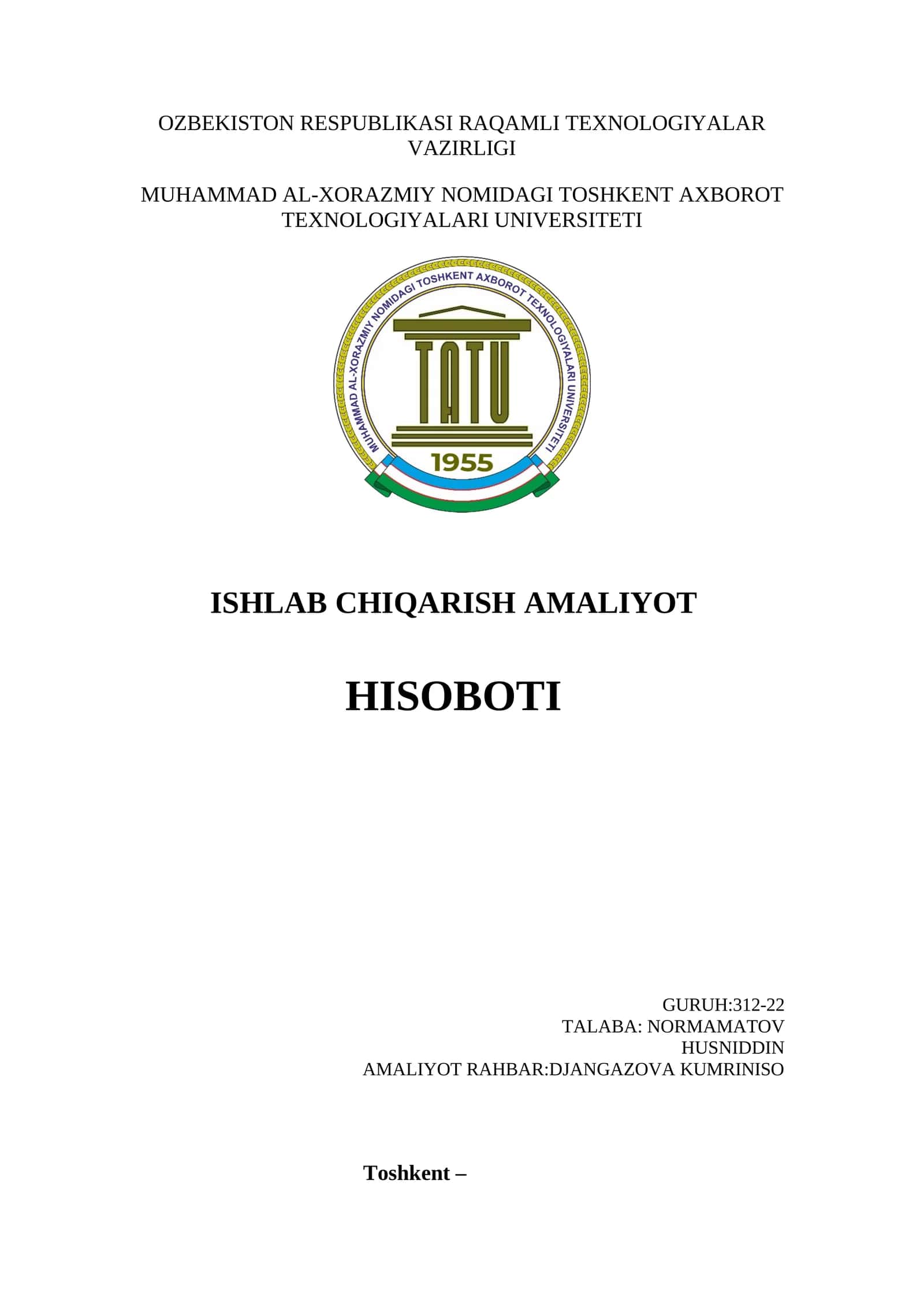 ISHLAB CHIQARISH AMALIYOT