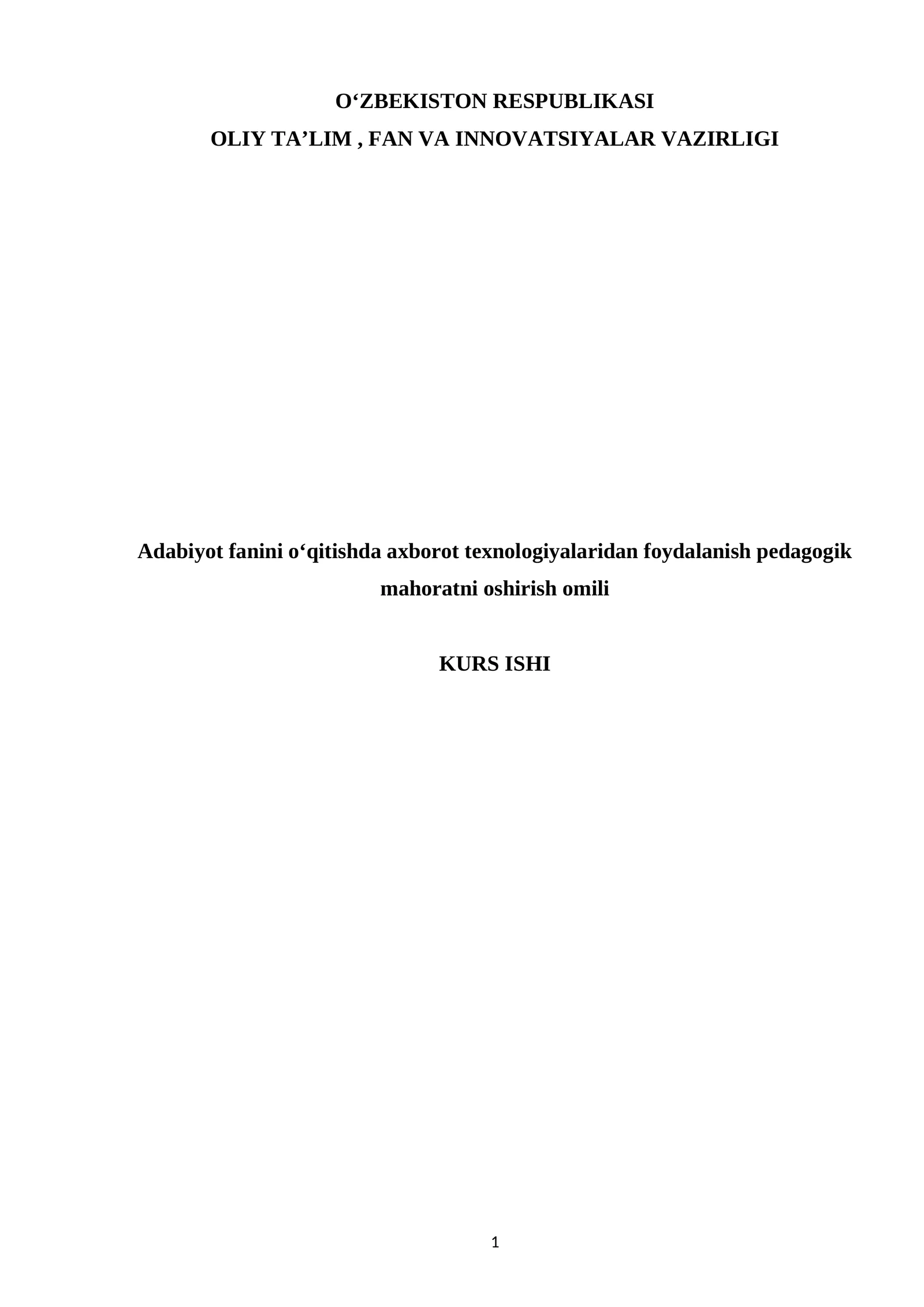 Adabiyot fanini oʻqitishda axborot texnologiyalaridan foydalanish pedagogik mahoratni oshirish omili