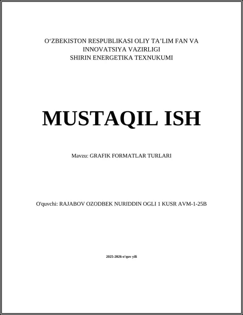 GRAFIK FORMATLAR TURLARI
