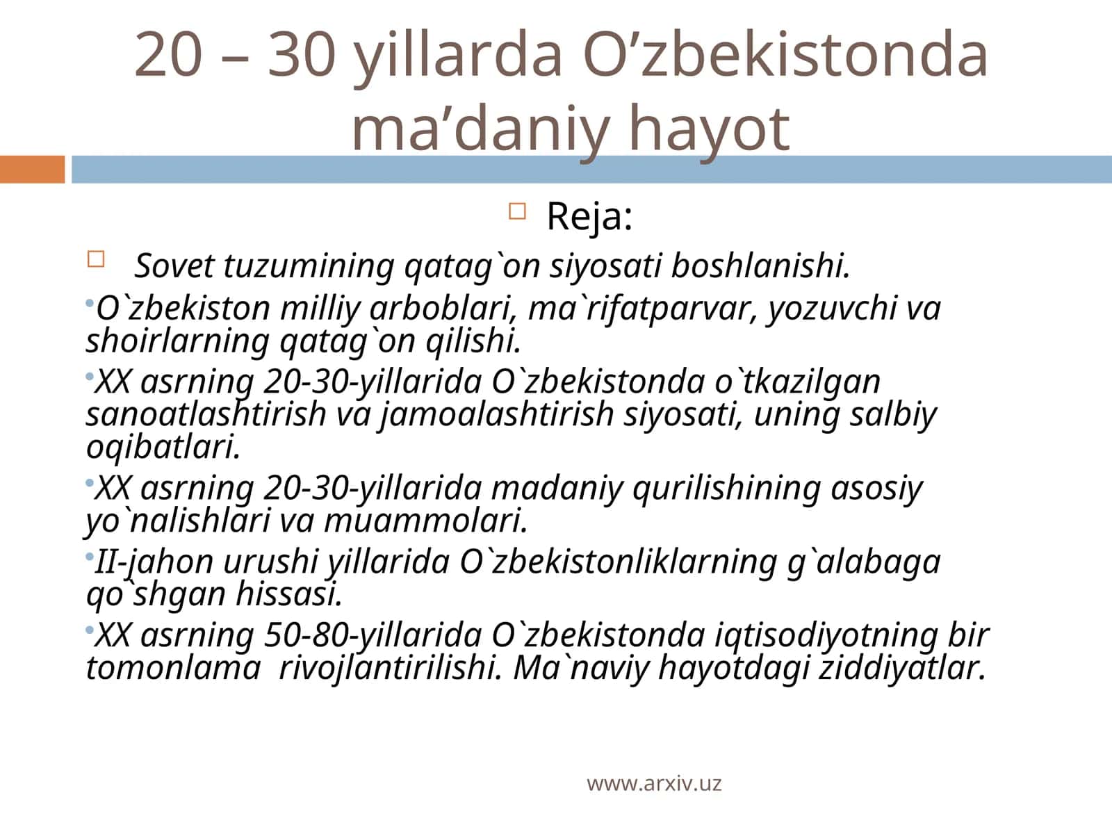 O'zbekistondama'daniy hayot