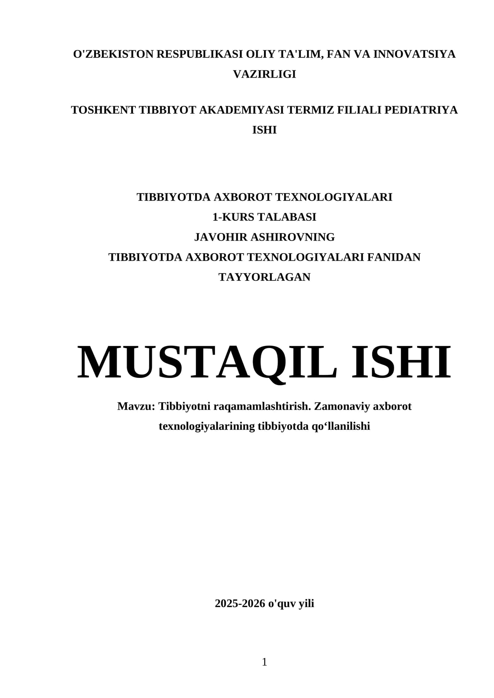 Tibbiyotni raqamamlashtirish