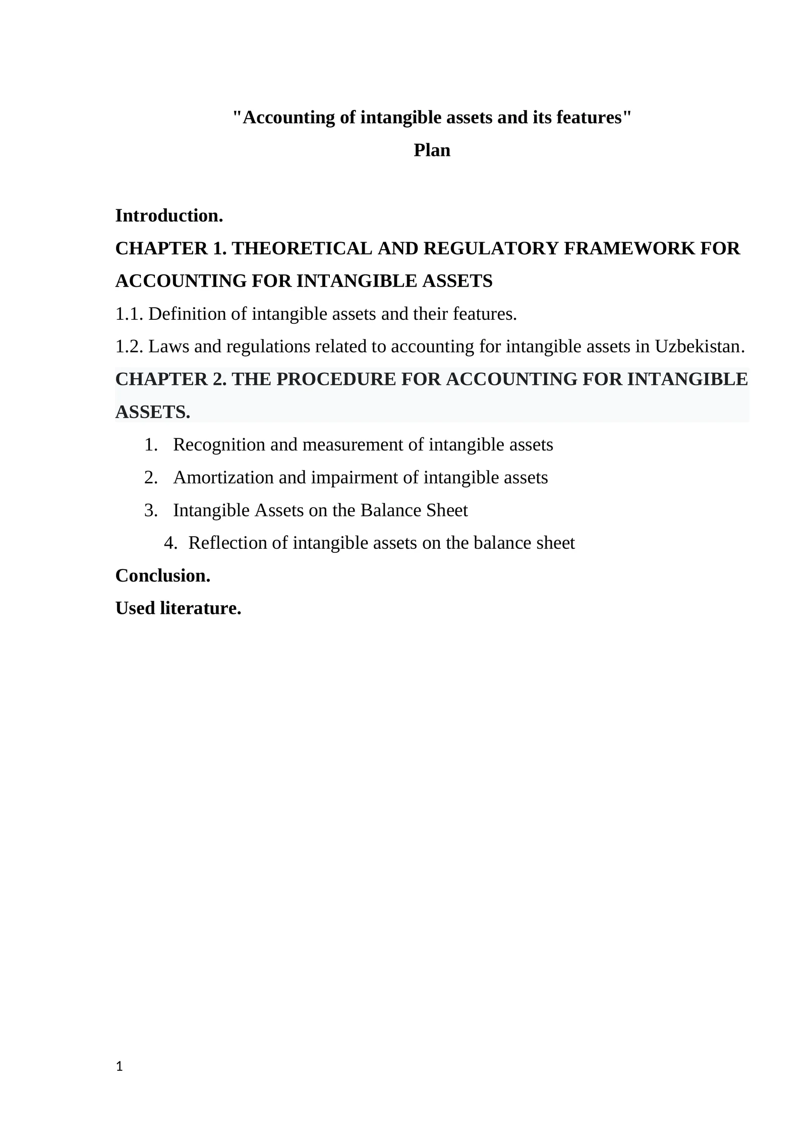 Accounting of intangible assets and its features