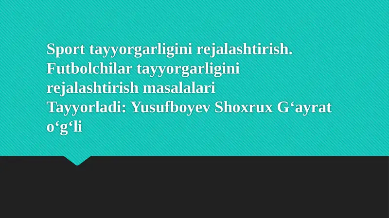 Sporttayyorgarliginirejalashtirish
