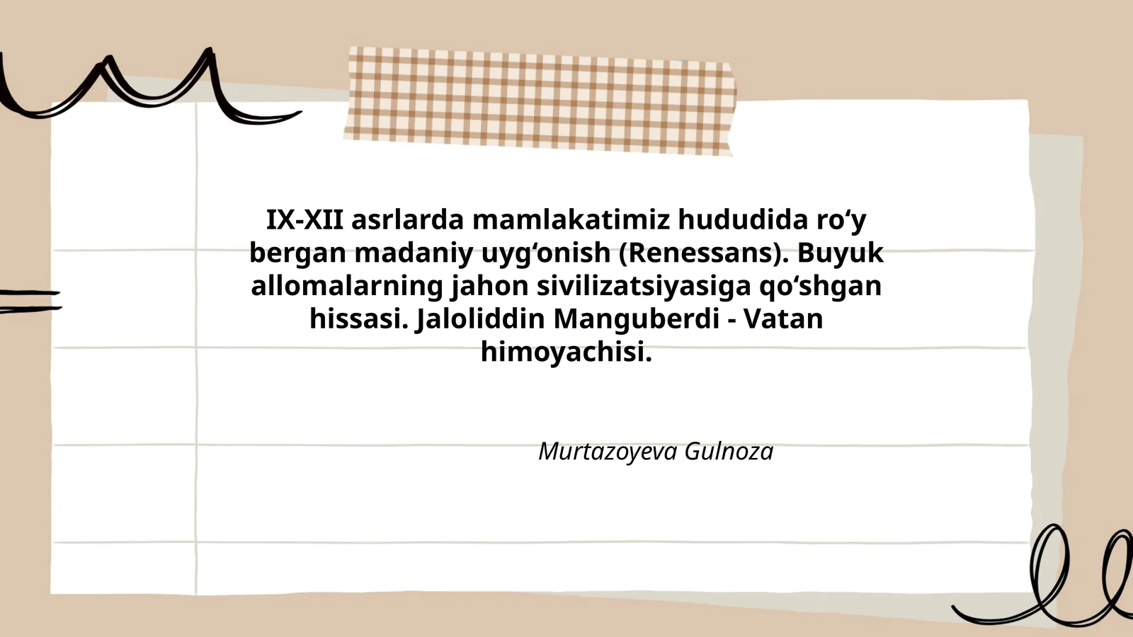 IX-XII asrlarda mamlakatimiz hududida ro‘y bergan madaniy uyg‘onish (Renessans)