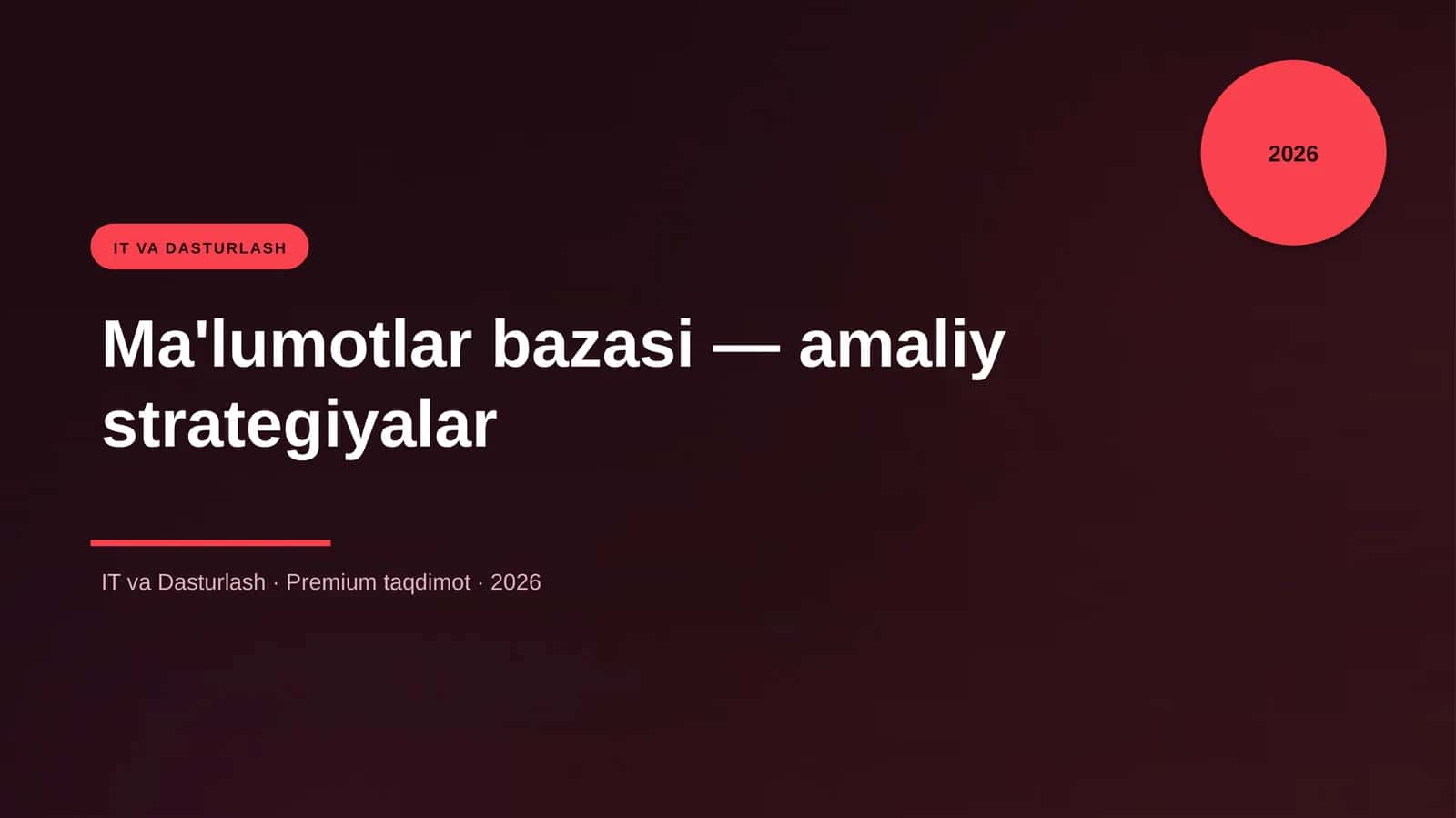 Ma'lumotlar bazasi — amaliy strategiyalar