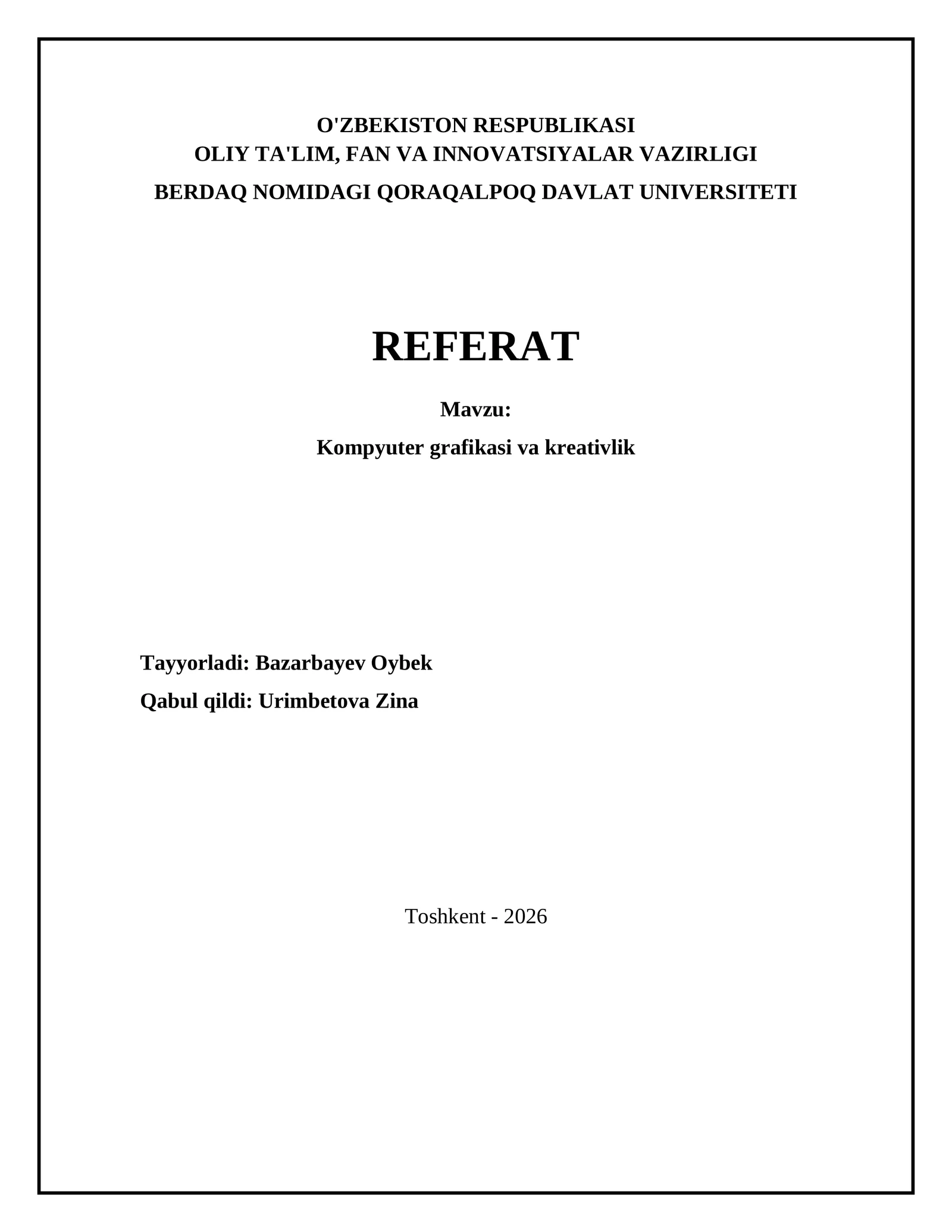 Kompyuter grafikasi va kreativlik