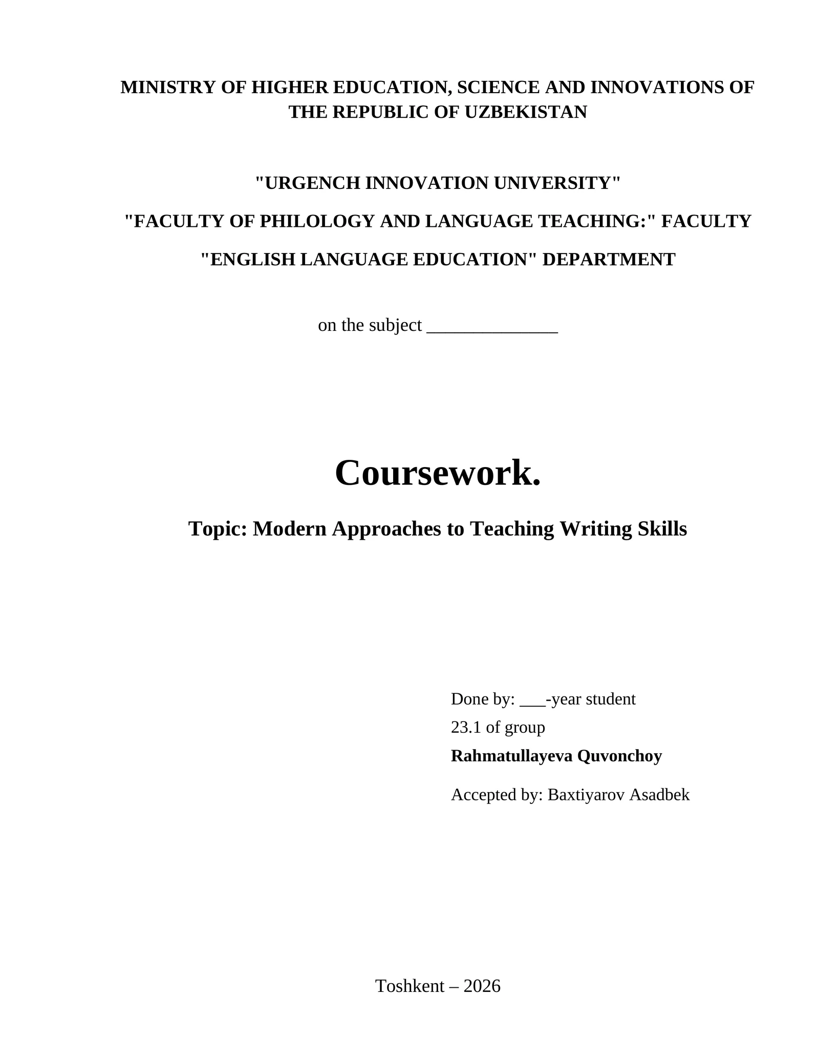 Modern Approaches to Teaching Writing Skills