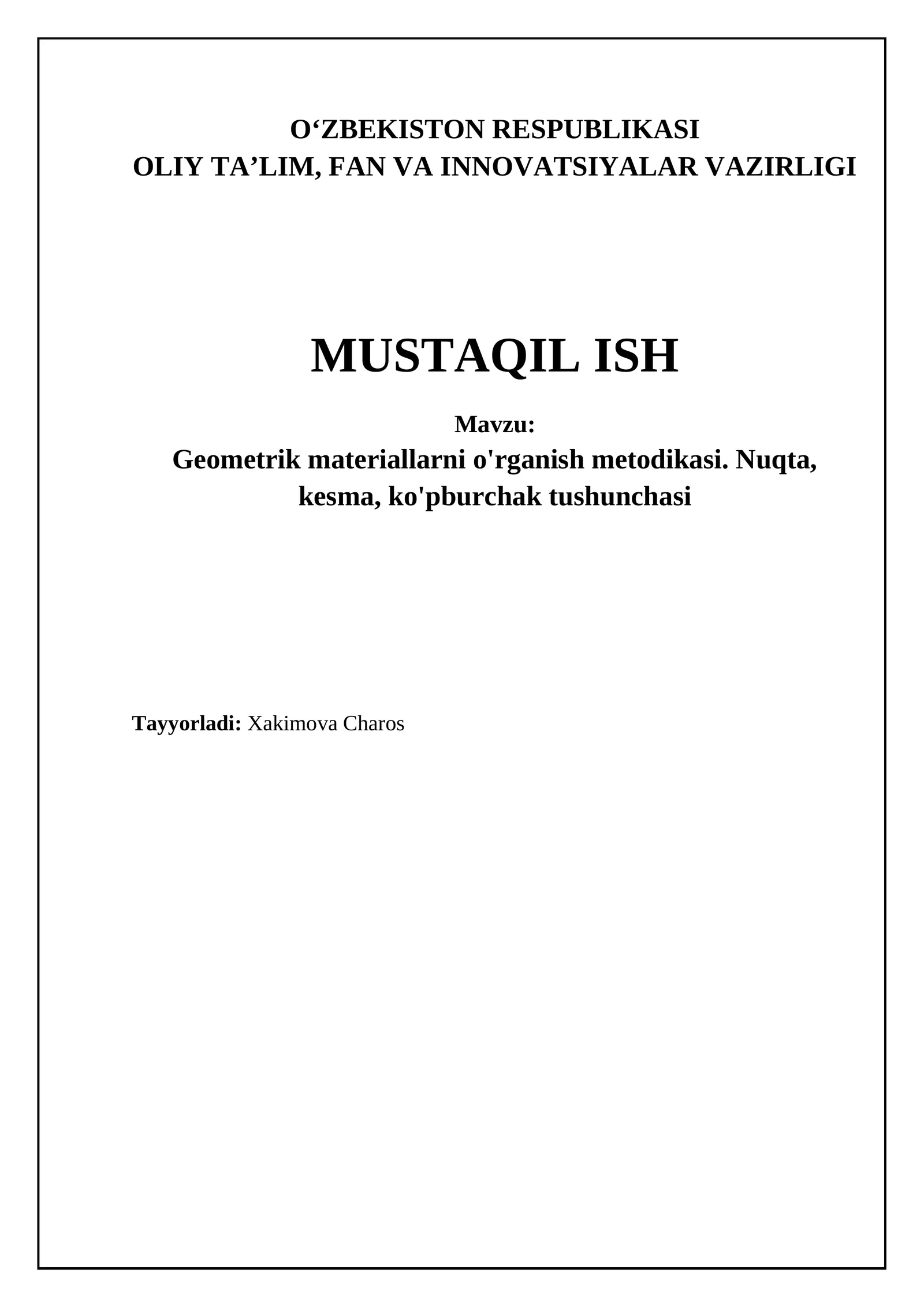 Geometrik materiallarni o'rganish metodlari