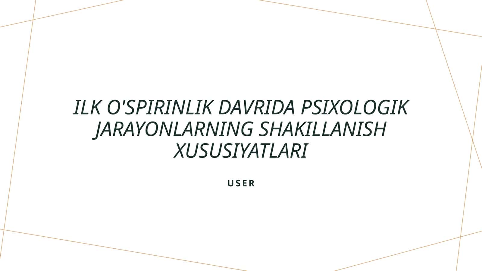 Erta o'spirinlikda kognitiv rivojlanish jarayonlari